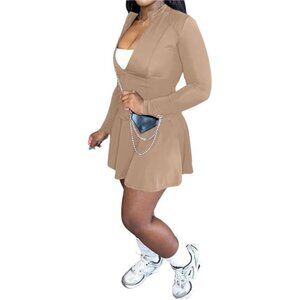 Two Piece Tennis Skirt Sets for Women Brown